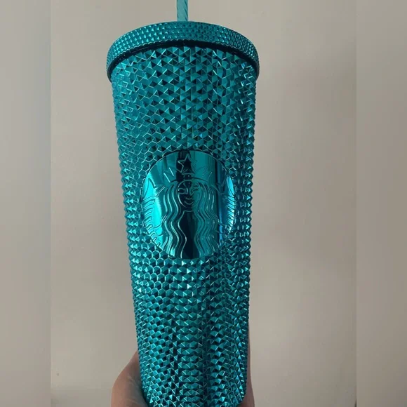 Starbucks | Dining | New Starbucks Summer 223 Blue Chrome Teal Studded 24oz  Venti Cold Cup Tumbler | Poshmark